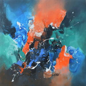 Abstract orange, blue, green