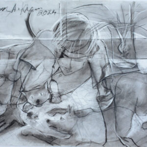 Drawing boy with cates