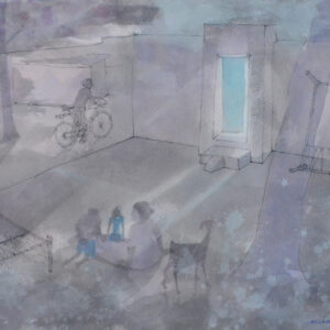 Mother, children & goat