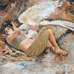 Laid woman with swan