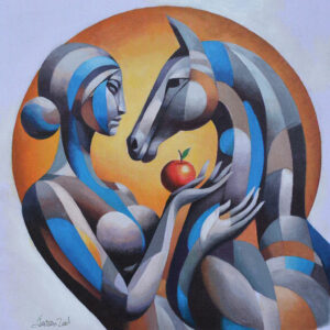 Woman horse & apple
