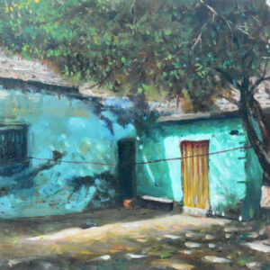 Courtyard and blue walls